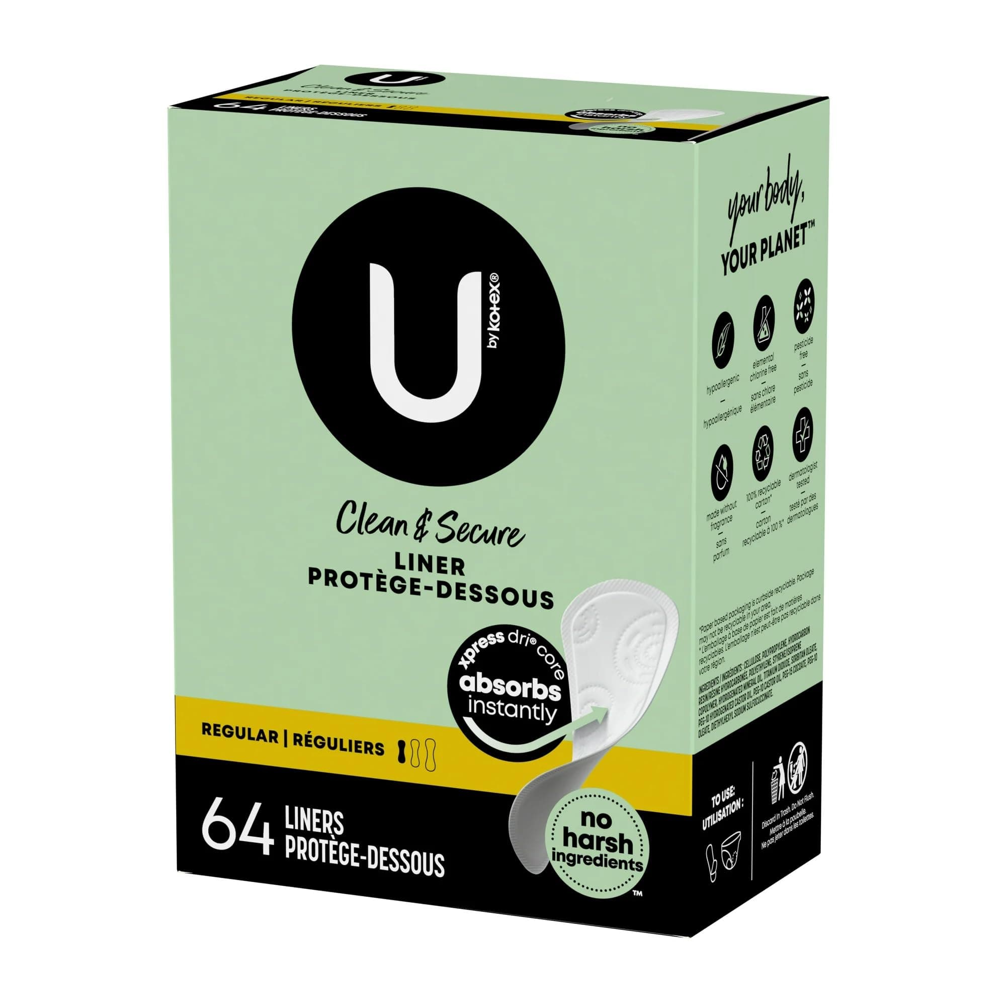 Kotex Liner Lightdays/Clean & Secure 64s Regular