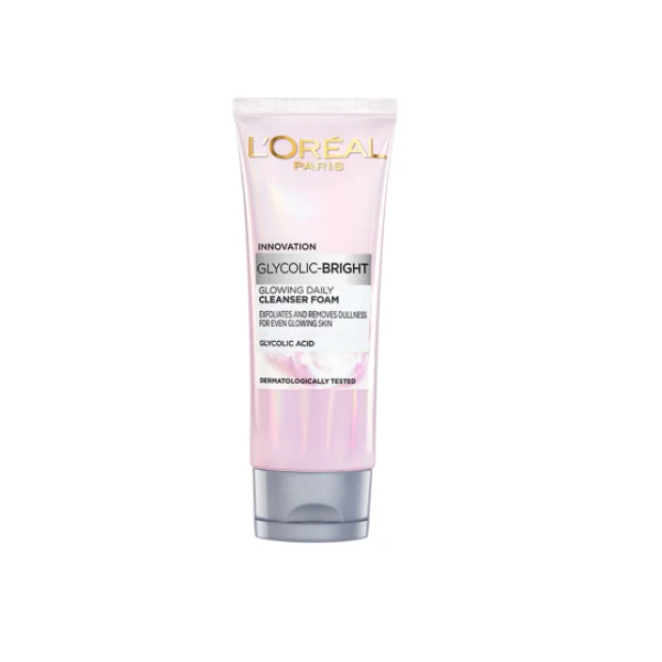 Loreal Glycolic Bright Cleanser Foam 100ml Glycolic Acid - Image 1