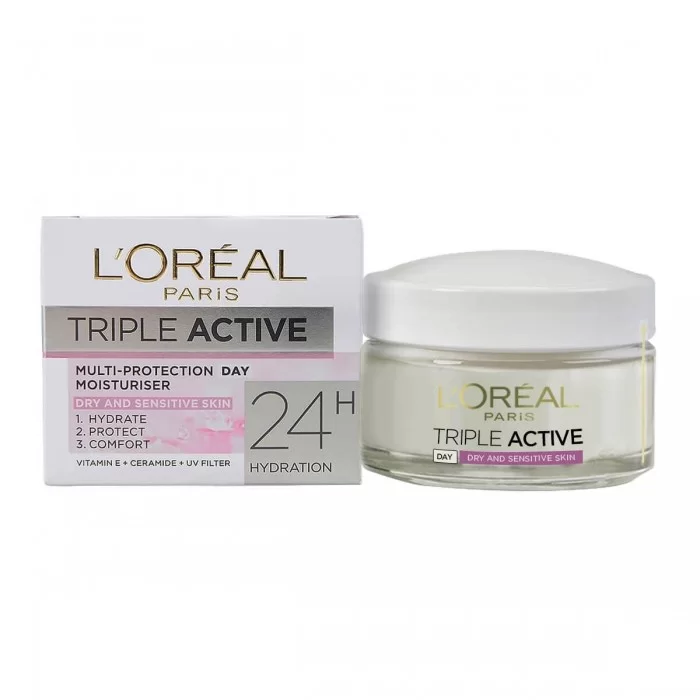 Loreal Triple Active Moisturiser 50ml - Day Moisturizer Dry & Sensitive