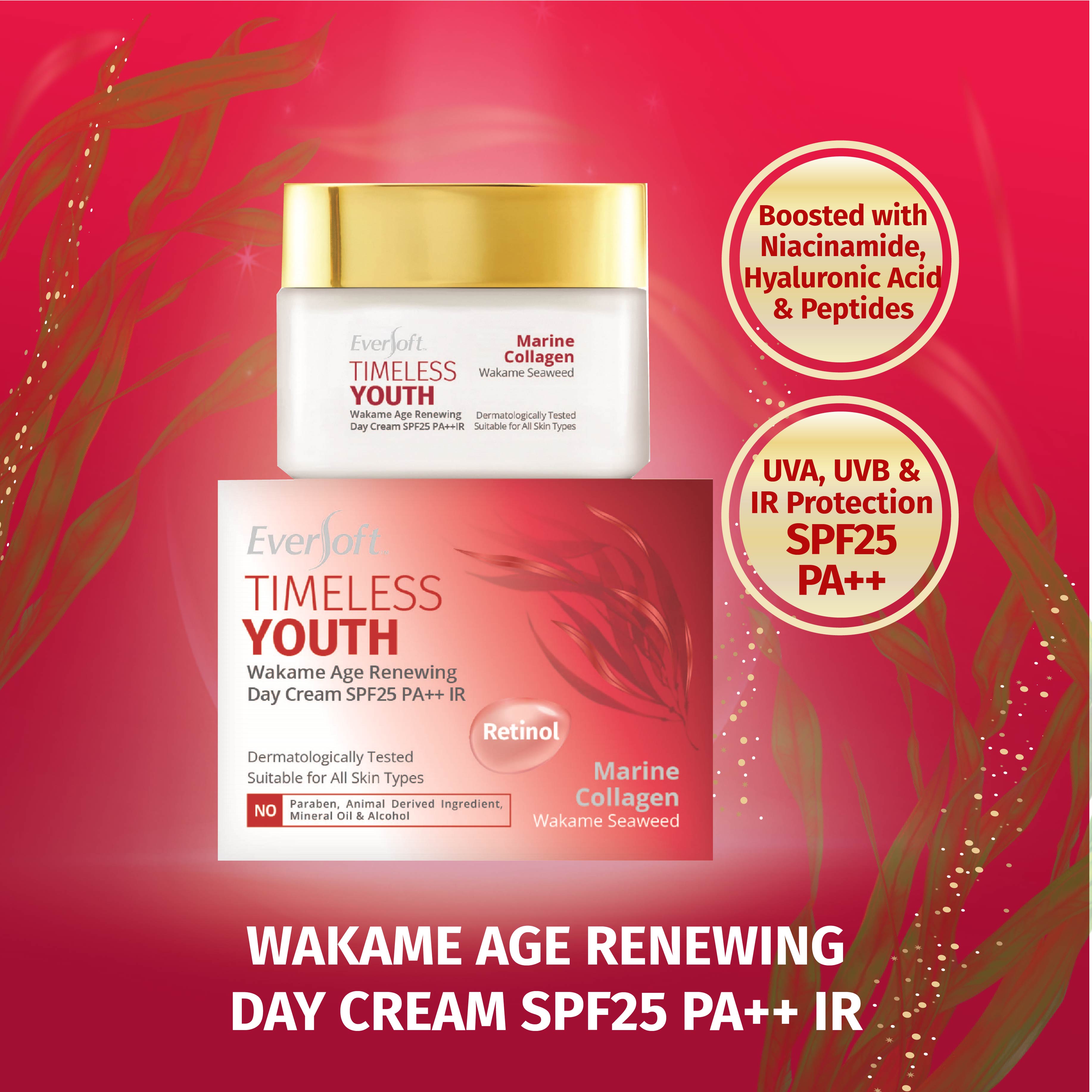 Eversoft Timeless Youth Wakame Age Renewing Day Cream SPF25 50g - Image 1
